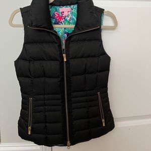 Lilly Pulitzer womens XS black down puffer vest
